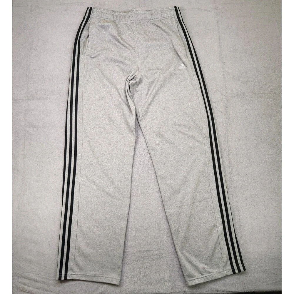 Adidas Sweatpants Men's L Light Gray 3‎ Black Striped Loose Baggy Straight Y2K